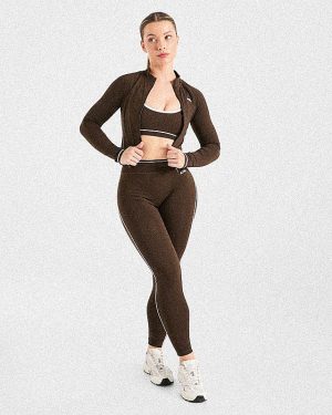Form Zip Up Jacket - Coffee Bean: The Ultimate Sculpting Athleisure Essential
