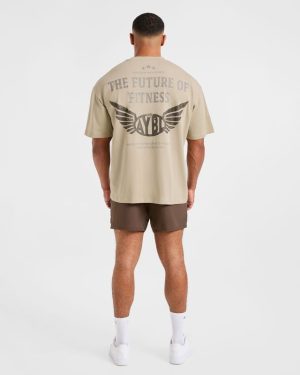 Future Fitness Oversized T Shirt - Dusty Sand: The Ultimate Comfort Staple