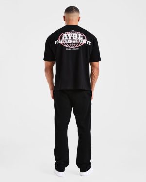Global Oversized T-Shirt: The Ultimate Black & Red Streetwear Essential
