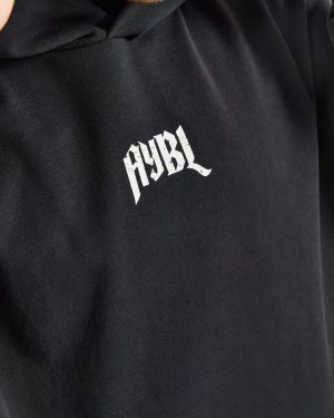 Heavy Lifting Gothic Oversized Hoodie - Black/Off White