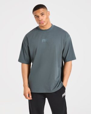 Heavy Lifting Gothic Oversized T Shirt - Iron Slate