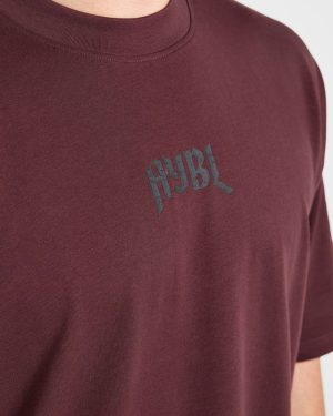 Heavy Lifting Gothic Oversized T Shirt - Dusty Plum/Black