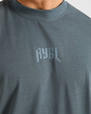 Heavy Lifting Gothic Oversized T Shirt - Iron Slate