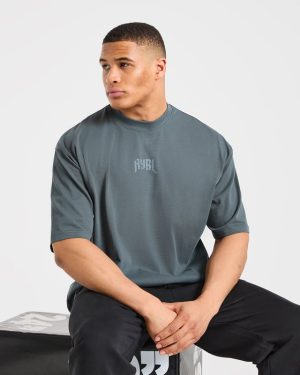 Heavy Lifting Gothic Oversized T Shirt - Iron Slate