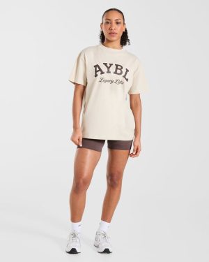 Legacy Lifts Oversized T-Shirt - Beige: The Ultimate Comfort Upgrade