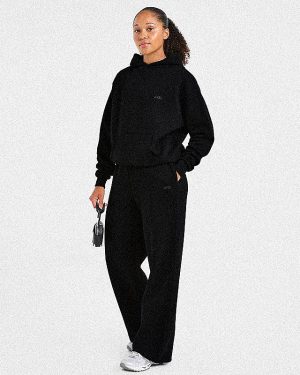 Lifestyle Oversized Straight Leg Joggers - Black