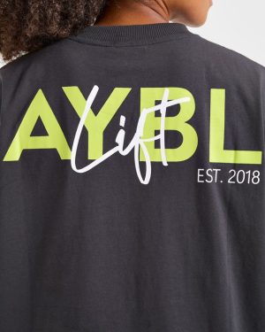 Lift Graphic Oversized T-Shirt: The Ultimate Charcoal/Lime Blend for Comfort and Style