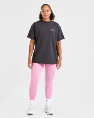 Lift Graphic Oversized T Shirt - Charcoal/Pink: The Ultimate Comfort & Style Statement