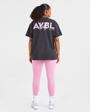 Lift Graphic Oversized T Shirt - Charcoal/Pink: The Ultimate Comfort & Style Statement