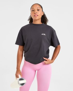 Lift Graphic Oversized T Shirt - Charcoal/Pink: The Ultimate Comfort & Style Statement