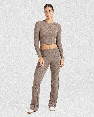 Lounge Ribbed Long Sleeve - Mocha: The Ultimate Sculpting Comfort Wear