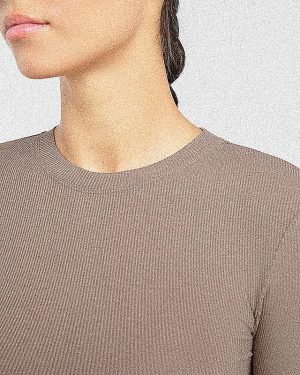 Lounge Ribbed Long Sleeve - Mocha: The Ultimate Sculpting Comfort Wear