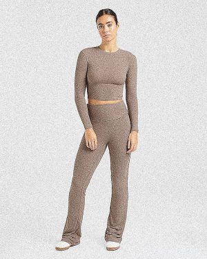 Lounge Ribbed Long Sleeve - Mocha: The Ultimate Sculpting Comfort Wear
