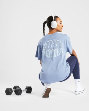 Mind Over Matter Oversized T-Shirt - Blue | Premium Comfort & Style