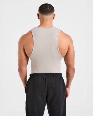 Muscle Ribbed Tank - Cloud Grey: The Ultimate Gym Essential