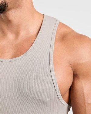 Muscle Ribbed Tank - Cloud Grey: The Ultimate Gym Essential