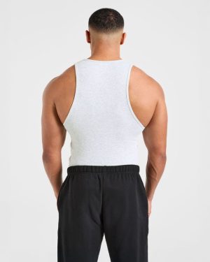 Muscle Ribbed Tank - Light Grey Marl: The Ultimate Gym Essential