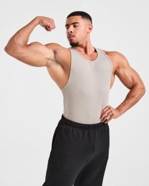 Muscle Ribbed Tank - Cloud Grey: The Ultimate Gym Essential