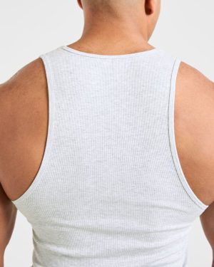 Muscle Ribbed Tank - Light Grey Marl: The Ultimate Gym Essential