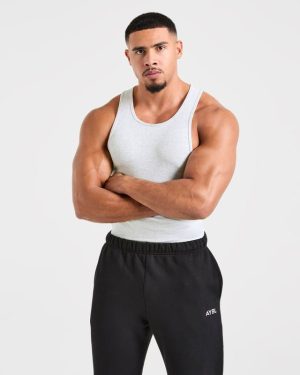 Muscle Ribbed Tank - Light Grey Marl: The Ultimate Gym Essential
