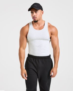 Muscle Ribbed Tank - Light Grey Marl: The Ultimate Gym Essential