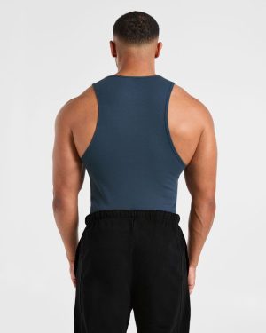 Muscle Ribbed Tank - Washed Navy: The Ultimate Gym Essential