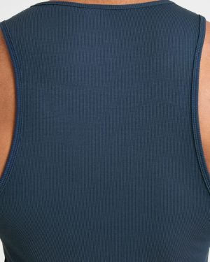 Muscle Ribbed Tank - Washed Navy: The Ultimate Gym Essential