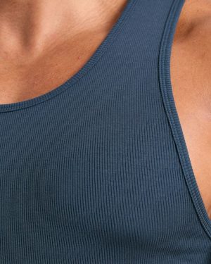 Muscle Ribbed Tank - Washed Navy: The Ultimate Gym Essential