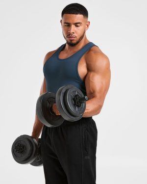 Muscle Ribbed Tank - Washed Navy: The Ultimate Gym Essential