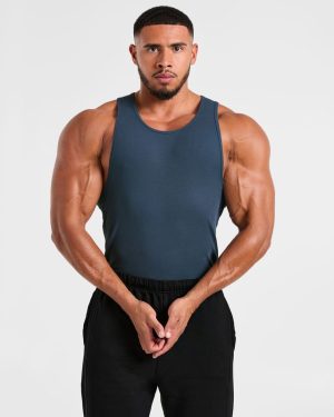 Muscle Ribbed Tank - Washed Navy: The Ultimate Gym Essential