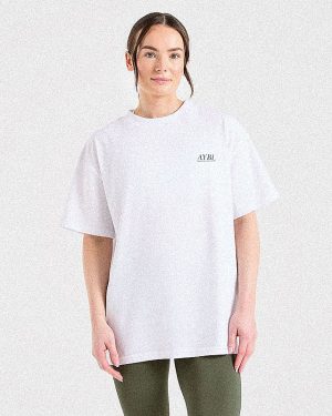 Power Lifting Illustration Oversized T-Shirt - White/Green