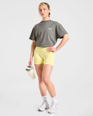 Retro Athletics Club Oversized T Shirt - Charcoal/Butter