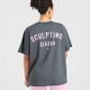 Sculpting Season Oversized T-Shirt: The Ultimate Grey/Pink Everyday Essential