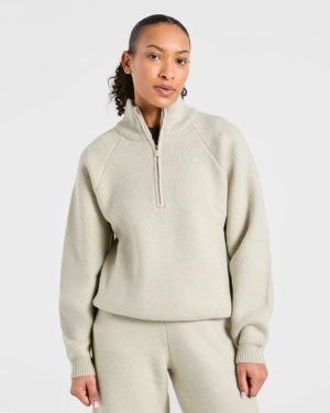 Ultimate Comfort: Soft Oversized Knitted 1/4 Zip Sweater