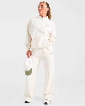 Sports Collective Oversized Straight Leg Joggers - Off White/Green