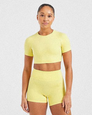 Staple Crop Top - Pastel Lemon: The Ultimate Sculpting Activewear Essential