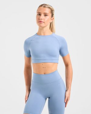 Staple Crop Top - Slate Blue: The Ultimate Performance Activewear