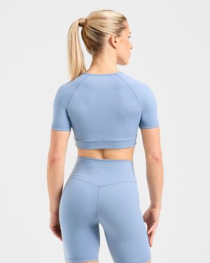Staple Crop Top - Slate Blue: The Ultimate Performance Activewear