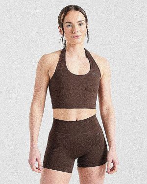 Staple Halterneck Crop Top - Brown: The Ultimate Workout Essential