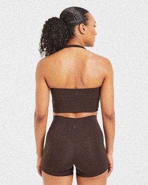 Staple Halterneck Crop Top - Coffee Brown: The Ultimate Workout Essential
