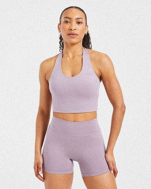 Staple Halterneck Crop Top - Mauve Purple: The Ultimate Workout Essential
