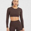 Staple Long Sleeve Crop Top - Coffee Brown: The Ultimate Sculpting Workout Essential