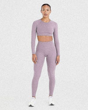 Staple Long Sleeve Crop Top - Mauve Purple: The Ultimate Sculpting Workout Essential