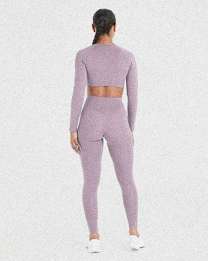Staple Long Sleeve Crop Top - Mauve Purple: The Ultimate Sculpting Workout Essential