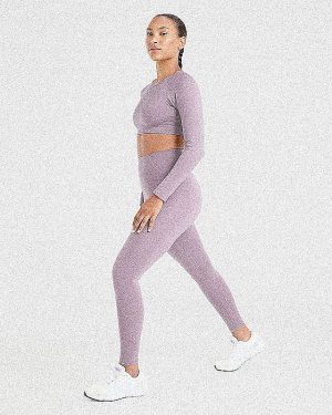 Staple Long Sleeve Crop Top - Mauve Purple: The Ultimate Sculpting Workout Essential