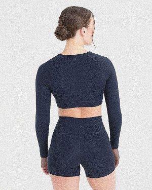 Staple Long Sleeve Crop Top - Navy: The Ultimate Performance Essential