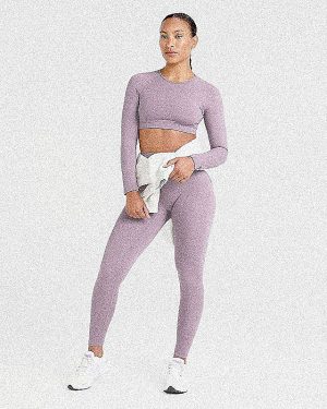 Staple Long Sleeve Crop Top - Mauve Purple: The Ultimate Sculpting Workout Essential