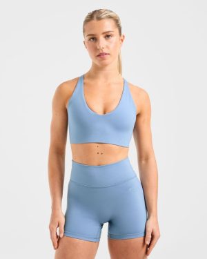 Staple Sports Bra - Slate Blue: The Ultimate Medium-Support Activewear