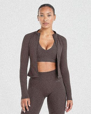 Staple Zip Jacket - Coffee Brown: The Ultimate Sculpting Activewear
