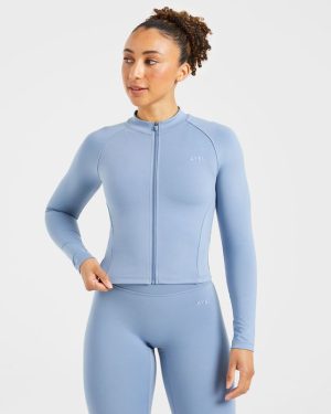 Staple Zip Jacket - Slate Blue: The Ultimate Sculpting Workout Companion